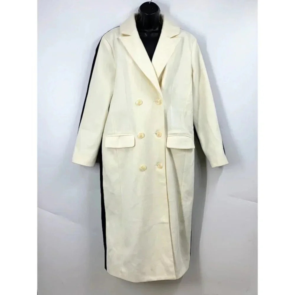Missguided Women's Colorblock Tu Tone Long Button Up Trench Coat Size‎ 0